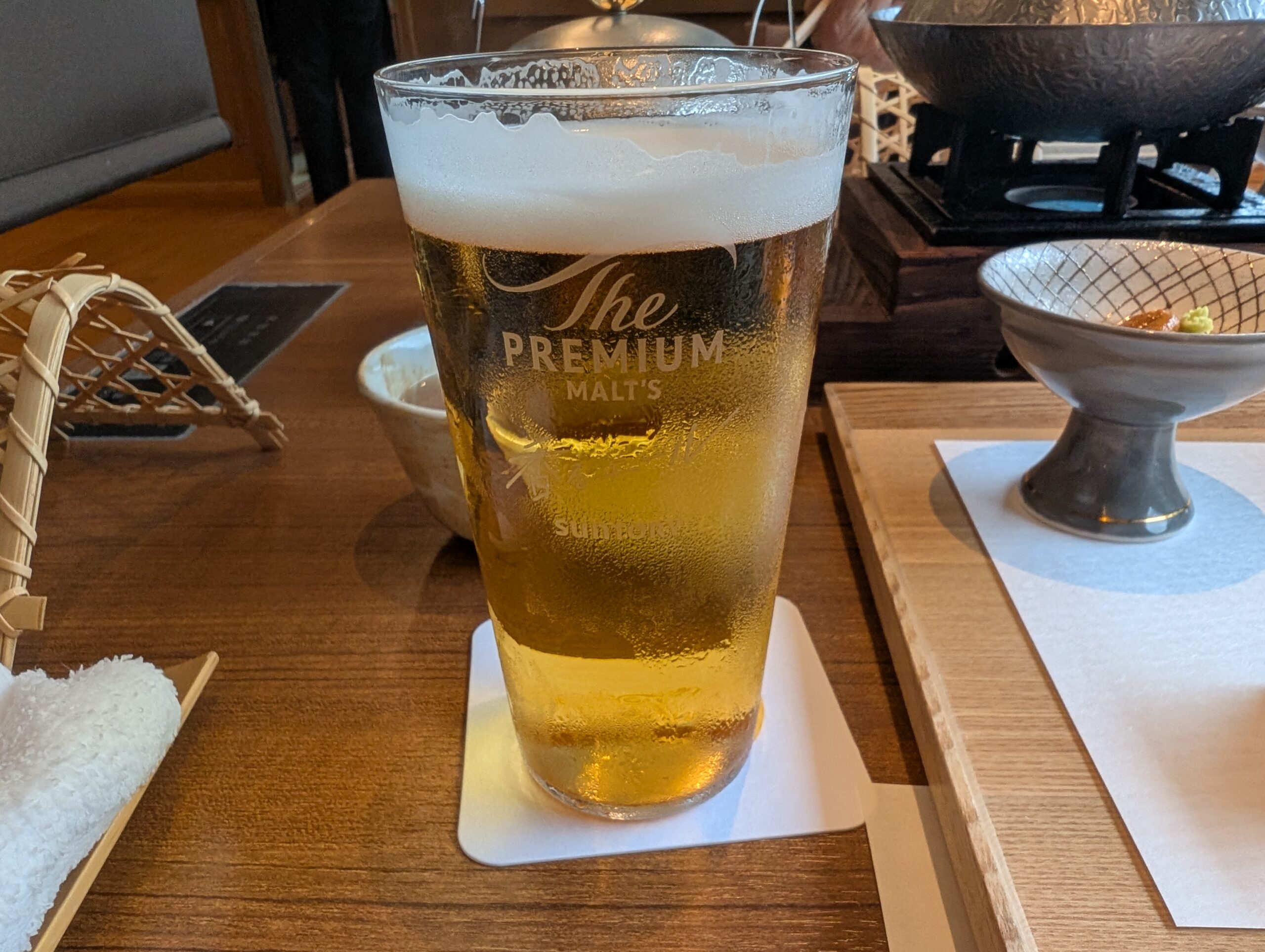 塩の湯温泉 蓮月の夕食で注文したビール